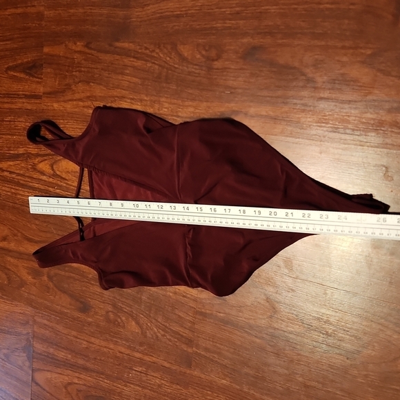Forever 21 Womens Bodysuit Size S Maroon Velvet Like - Picture 6 of 9